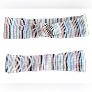 Handmade ribbed multi color twist headband stripe
